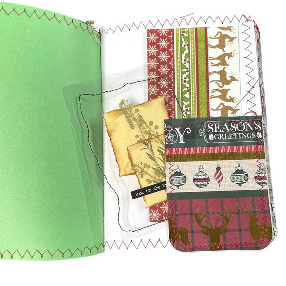 Christmas Junk Journal Book Charm Washi Fabric Wrap Tons Ephemera Handmade 5 u - Picture 8 of 16